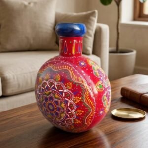 hand painted metal vase