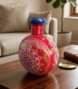 hand painted metal vase