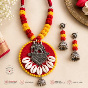 Durga Puja Handmade Jewellery Set | Ethnic Tribal Necklace & Earrings